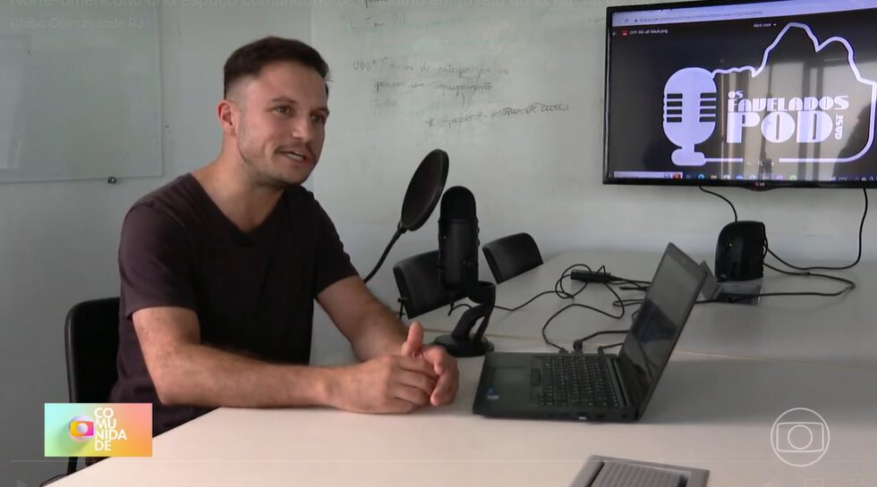 Entrevista no estúdio de podcast do Brota Vidigal